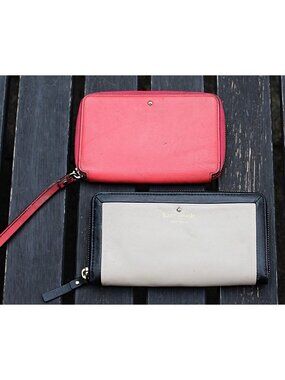 Bundle of 2 Kate Spade Wallets - Pre-Owned - Sunset Court Continental + ZIppy